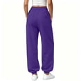 thumbnail image 4 of Womens Jogger Sweatpants Elastic High Waist Solid Relaxed Fit Joggers Ribbed Cuff Casual Athletic Trousers with Side Pockets Purple L, 4 of 6