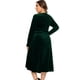 thumbnail image 3 of Vestido de talla grande para mujer Cuello cruzado de terciopelo Cuello en V Cintura alta Drapeado Ma Abanopi Verde/XL, 3 of 5