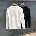thumbnail image 4 of Sudadera con cuello redondo blanca sin capucha para hombre, ropa para hombre, sudaderas de cuello redondo para hombre, jersey negro ajustado, top divertido vintage de los años 90, 4 of 4