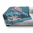 thumbnail image 3 of RV Soft Flannel Fleece Throw Blanket, Road Trip with Caravan with Pine Forest and Mountains Scenery and Words, Cozy Plush for Indoor and Outdoor Use, 50" x 70", Blue Baby Pink, by Ambesonne, 3 of 6