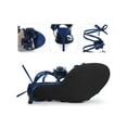 thumbnail image 4 of BLISSFUL STEP Strappy Lace Up Slingback Stiletto  Heel Sandals for Women Dark Blue 6, 4 of 7