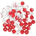 thumbnail image 3 of Christmas Wood Beads, 2 Style White Red Craft Beads Snowflake Round Wooden Spacer Beads for Christmas Winter Jewelry Making DIY Craft Ornament Supplies,for DIY Jewelry and Wreaths,Red,0.6x0.6", 3 of 3
