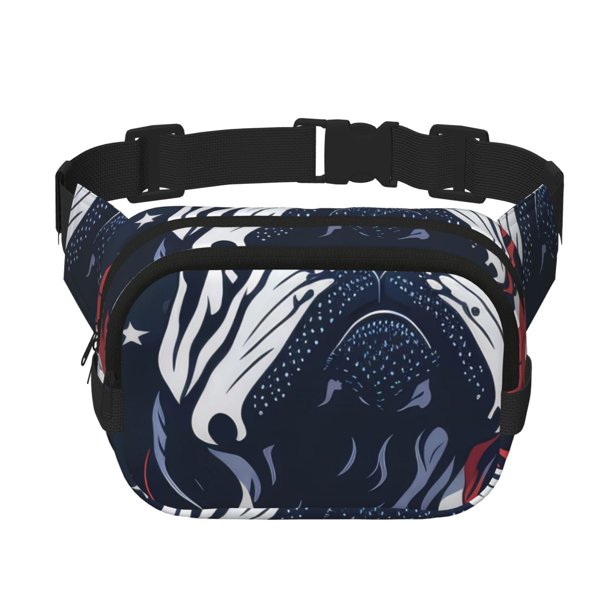 Disketp Bulldog with Forest Flag Riñonera de Doble Capa, Bolsa de Cintura Ajustable para Viajes, Correr y Senderismo, Riñonera Ligera para Hombre y Mujer