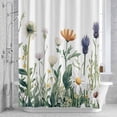 thumbnail image 3 of Wildflower Shower Curtain for Bathroom Decor, Daisy Floral Leaves Farmhouse Pastoral Waterproof Fabric Shower Curtain, 48"x72" Set with 12 Hooks, 3 of 9