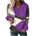 thumbnail image 2 of XWSHYW Plus Size Tops Women'S Printed Zippered Round Neck Long Sleeved Top, 2 of 5