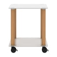 thumbnail image 5 of Resenkos 2-Tier Open Storage Small End Table with Glass Shelves and Removable Wheels, White&Oak, 5 of 8