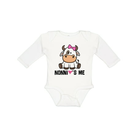

Inktastic Nonni Loves Me Baby Cow Gift Baby Girl Long Sleeve Bodysuit