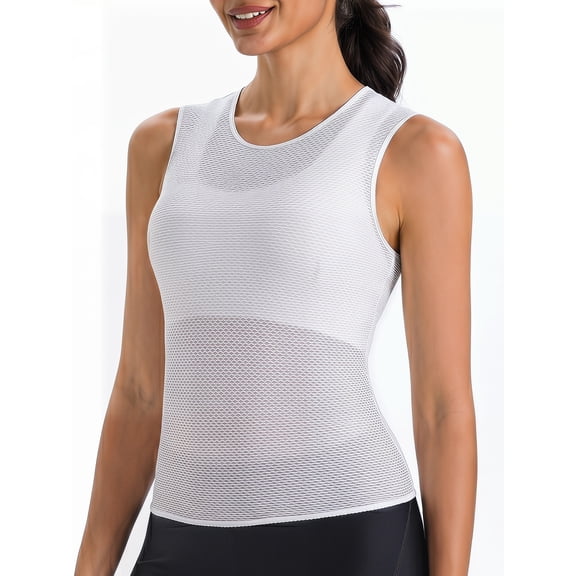 Qualidyne Women’s Sleeveless Cycling Base Layer, Ultra-Light Mesh Bike Undershirt with Quick-Dry Moisture-Wicking Stretch