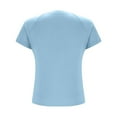thumbnail image 5 of Womens Tops Plus Size V-Neck Raglan Slit Short Sleeve T-Shirt Casual Summer Top Light Blue XL, 5 of 6