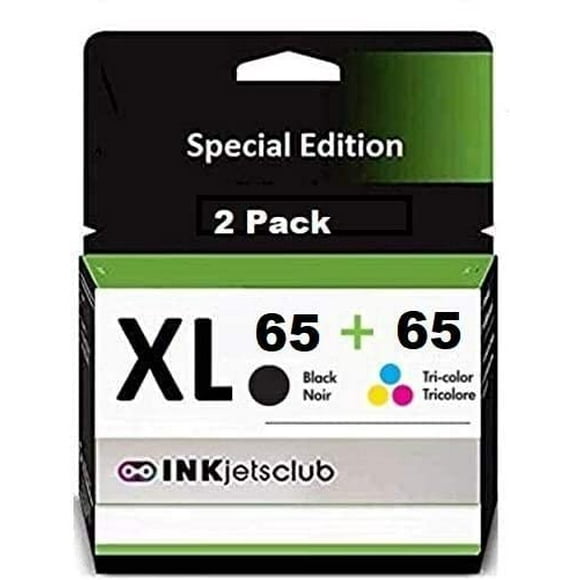 HP 65XL/65 Black and Tri-Color High Yield Compatible Ink Cartridge, 2/Pack. Works Well with DeskJet 3755 3752 2652 2600 2622 2655 2640 3700 2636 3720 Envy 5055/52 Printers