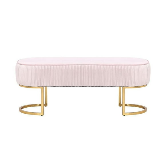 Hernond Velvet Upholstered Bench in Elegant Pink with Polished Gold Legs – A Luxurious and Chic Accent for Modern Interiors