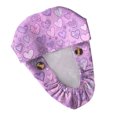 thumbnail image 5 of Fgvctg Scrub Hats For Women Valentine's Day Long Hair Head Covering Love Heart Print Tie Back Adjustable One Size Romantic Date Night Scrub Caps Purple, 5 of 5