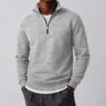 thumbnail image 2 of JULMCOMO Quarter Zip Pullover Sweatshirt for Men Solid Color Stand Collar Long Sleeve Casual Athletic Tops for Fall Winter Light Gray L, 2 of 8