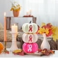 thumbnail image 5 of Summercome 3 Pcs Breast Cancer Awareness Decorations Artificial Pumpkins Bulk Faux Foam Pumpkins with Pink Ribbon Pattern for Fall Halloween Table Decor (Hot Pink, White), 5 of 7