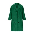 thumbnail image 5 of BXJX Women's Winter Wool Coat- Warm Comfortable Soft Notch Lapel Thicken Inner Lining Casual Breasted Peacoat with Pocket Green Size 2XL, 5 of 9