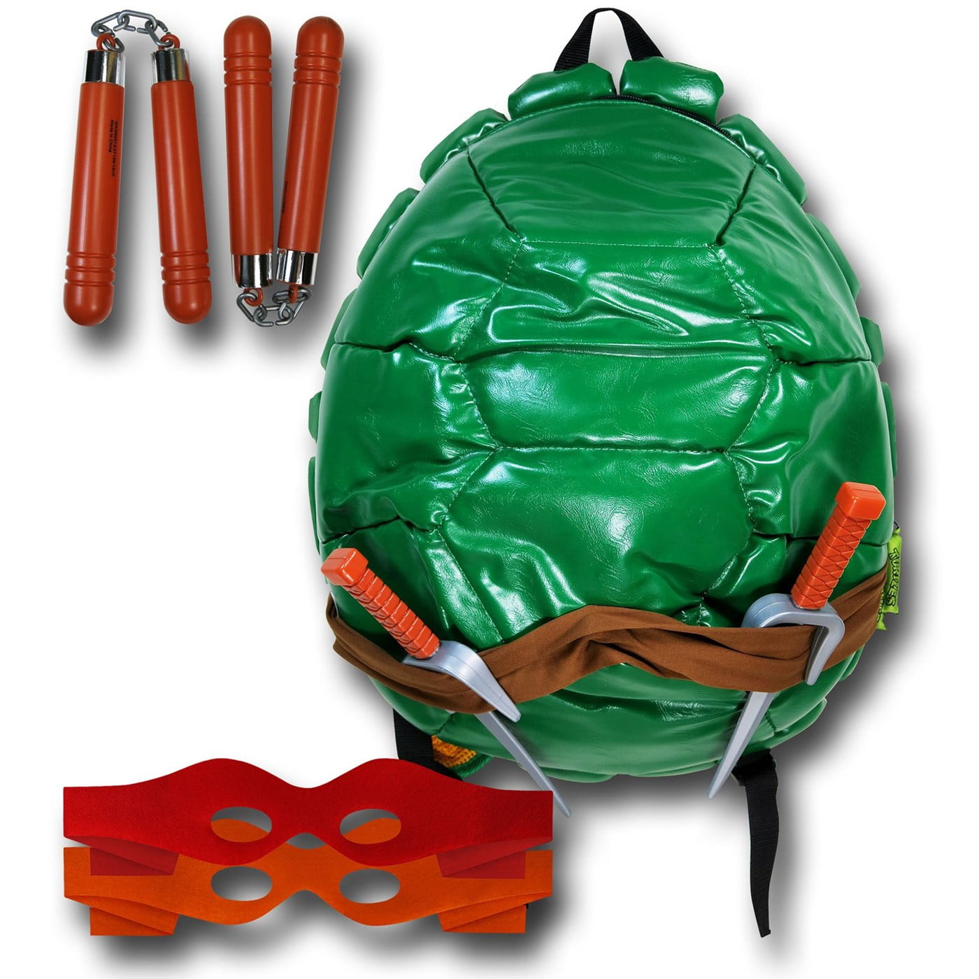 Bioworld Teenage Mutant Ninja Turtles Shell Backpack With Character Masks,  Green