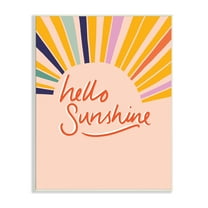 Stupell Industries Hello Sunshine Exclamation Sunrise Rainbow Rays, 13 x 19, Designed by Heather McLaughlin