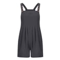 thumbnail image 3 of JFGHDG Women's Summer Cotton Linen Short Overalls Casual Bib Overall Shorts Rompers with Pockets Gray XL, 3 of 3