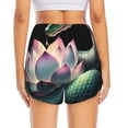 thumbnail image 2 of Lsque Snake Holding A Lotus Printed Women's Running Shorts with Liner Pockets,Elastic Quick Dry Workout Athletic Gym Yoga Shorts,Womens High Waist Shorts-XX-Large, 2 of 9