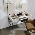 thumbnail image 2 of Bowery Hill Wooden 1-Drawer Writing Desk with USB Port in Natural and Black, 2 of 8