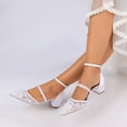 thumbnail image 5 of Women's Pumps Buckle Strap High Heel Tulle Embroidery Rhinestones Pearls Fashion Wedding Shoes, 5 of 6