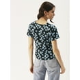 thumbnail image 2 of DressBerry Women’s Printed Poly Crepe Top V Neck Buttoned Front Closure Short Sleeves Waist Length Regular Wear Light Weighted Woven Summer Top, 2 of 7