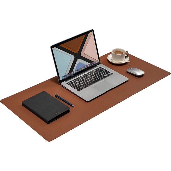 Desk Pad Blotter, 36x17 in Large PU Leather Mouse Pad,Waterproof Non-Slip Writing Desktop Protector Mat,Office Accessory,Brown