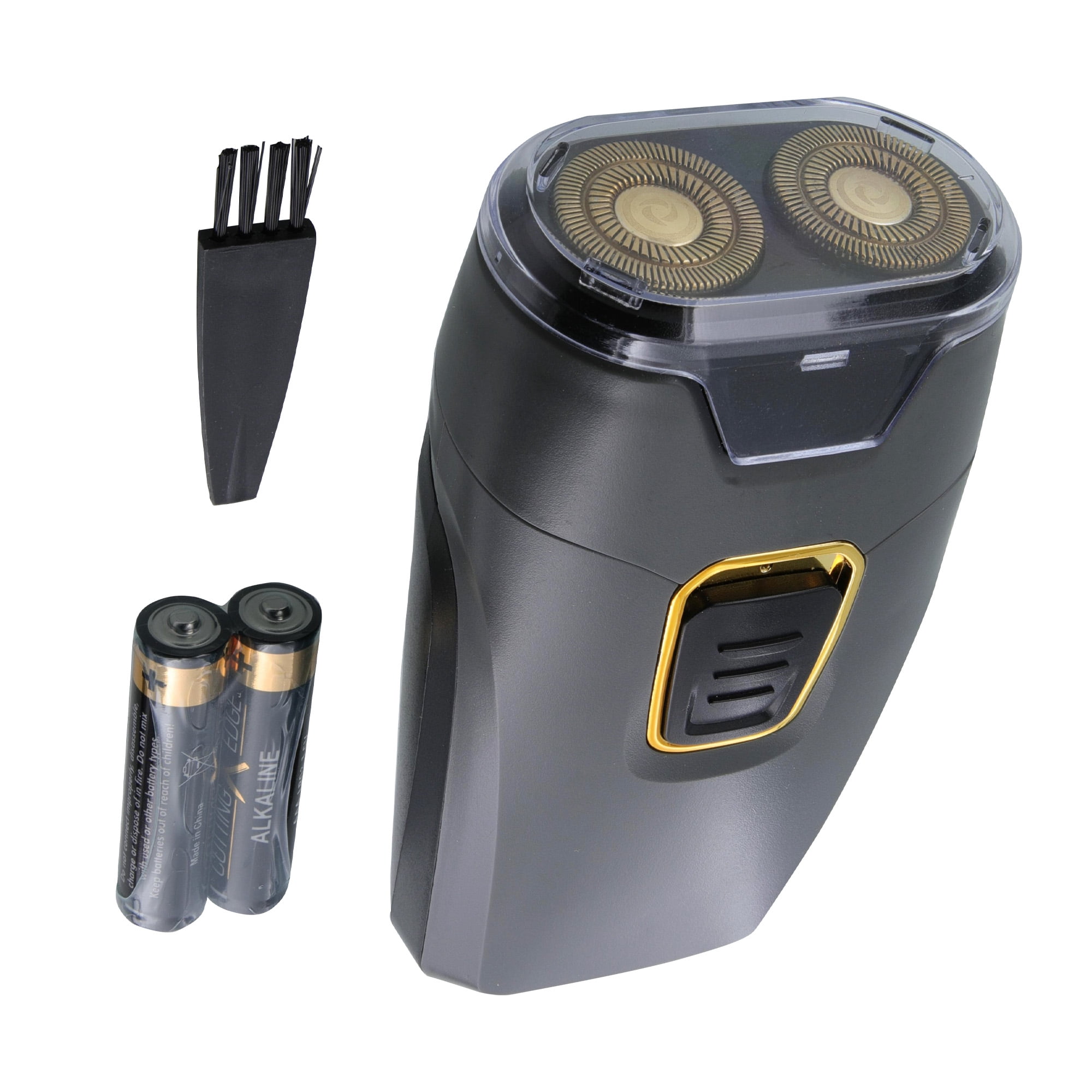 Cutting Edge Dual Rotary Travel Shaver – Portable, Battery-Powered, Hypoallergenic Stainless Steel Blades, Includes 2 AA Batteries