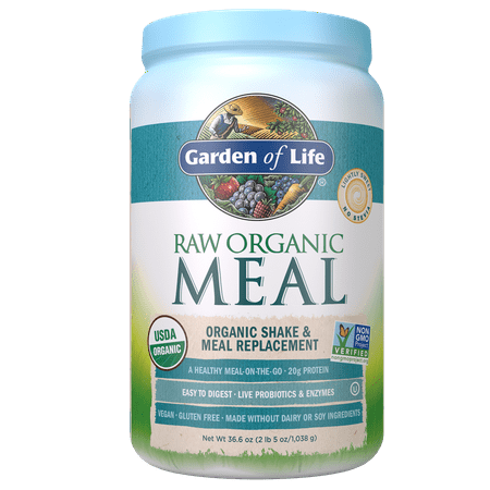 Garden of Life Raw Organic Meal Replacement Shake Powder, Lightly Sweet, 20g Protein, 2.3lb, 36.6oz