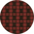 thumbnail image 1 of Ahgly Company Tapis Rond Lavable en Machine Intérieur Transitionnel Rouge Brun, 6 Pieds Rond, 1 of 7