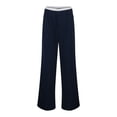 thumbnail image 4 of DHFJKG Women's Striped Casual Suit Pants High Waisted Patchwork Straight Leg Relaxed Fit Pant With Pockets Leisure Trousers, 4 of 8