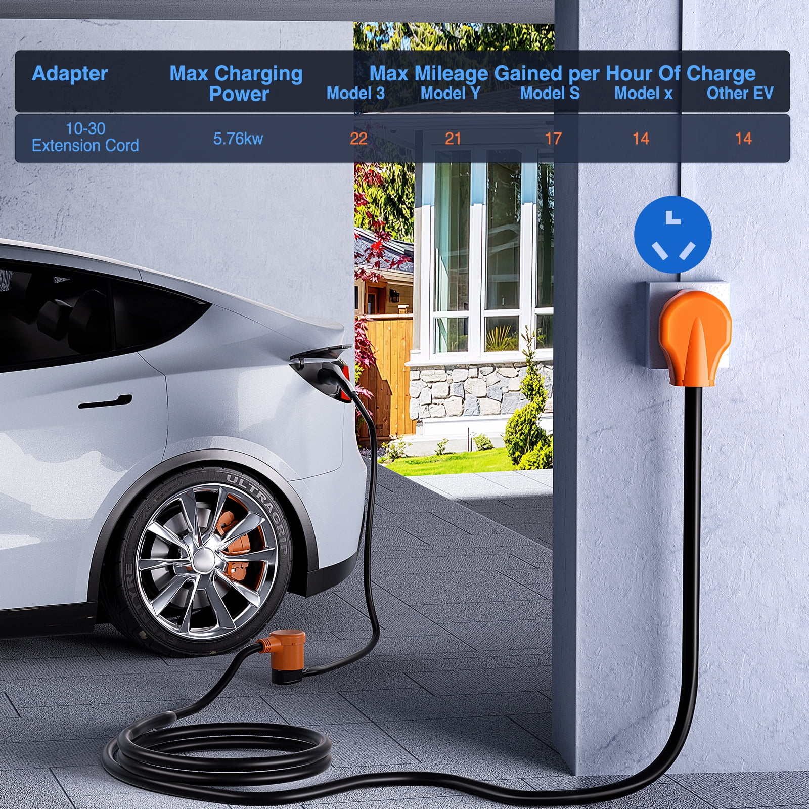 Nilight 50FT EV Dryer Extension Cord 3 Prong 30 Amp NEMA 10-30P 10-30R Old Dryer Extension Cable Heavy Duty 10 Gauge Pure Copper Wire UL Listed 125/250V for Level 2 EV Charging