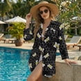 thumbnail image 4 of Xixirimido Bee Honeycomb Black Print Womens Swimsuit Cover up for Swimwear Button Down Long Sleeve Beach Shirt Long Dress Bikini Coverup Blouse Shirt Dress, Size M, 4 of 7