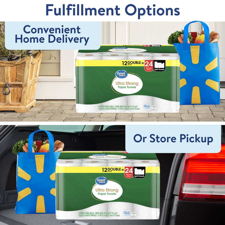 Great Value Ultra Strong Paper Towels, 12 Double Rolls photo 5
