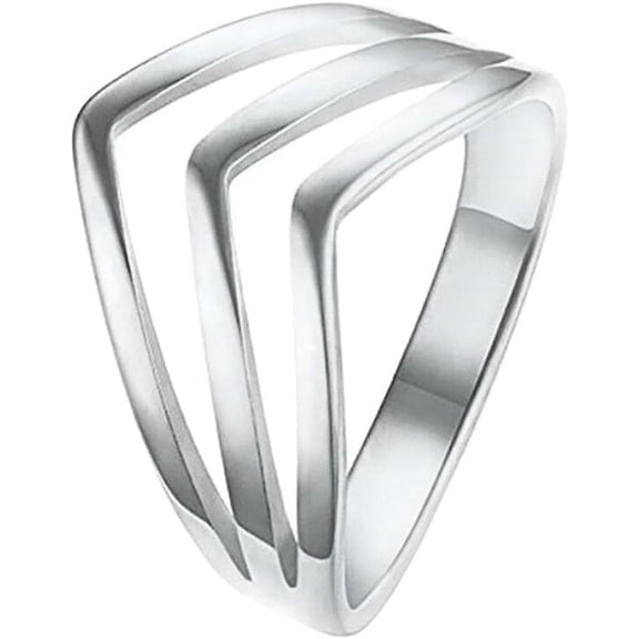 316L Stainless Steel Rose Gold Statement Pointed Chevron Ring