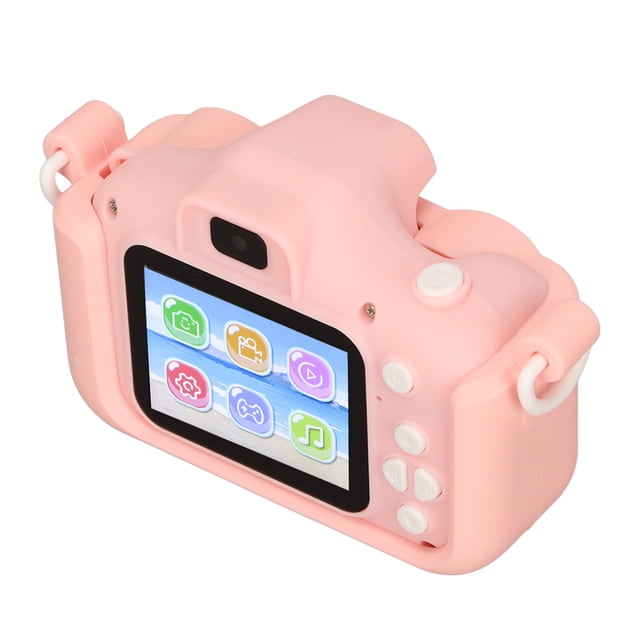 Cámara para niños con pantalla IPS HD de 2 pulgadas, cámara frontal y trasera, grabación de video MP3 y juegos, cámara para niños de 3 a 10 años, color rosa