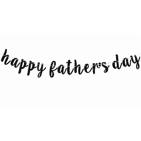 Happy Father's Day Banner - Best Dad Ever Bunting Sign, Best Gift for Farther's Day/Birthday Party Decoration Supplies, Black Glitter