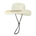 thumbnail image 4 of Shadoumai Women's Raffia Straw Sun Hats Wide Brim Beach Visor Ponytail Hat Packable UPF 80+ Vacation Essential, 4 of 4