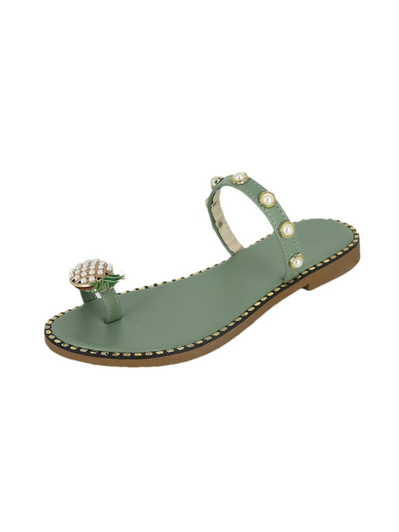 Womens Sandals Casual Summer Women Summer Sandals Ladies Pineapple Sandals Clip Toe Flip Flops Boho Casual Slippers Beach Shoes