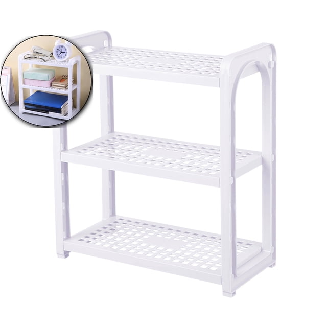 Dvruxg Three-Layer Storage Rack, Multifunctional Storage Rack Hollow Shelf Rack Adjustable Sundries Organizer for Kitchen Office(White)