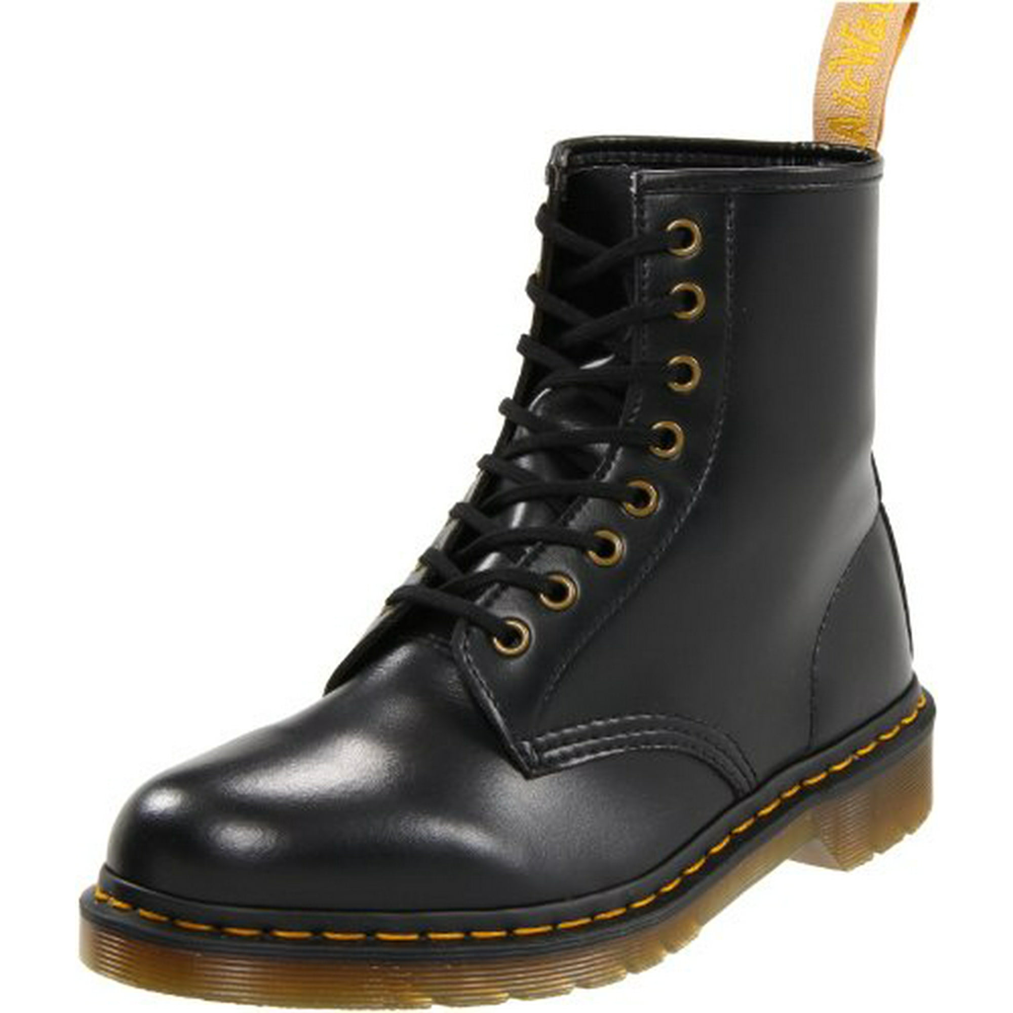 Dr. Martens Vegan 1460 Smooth Black Combat Boot, Fleix Rub, 6 UK