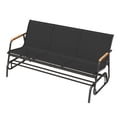 thumbnail image 3 of Dextrus 3-Person Outdoor Glider Bench, Patio Double Swing Rocking Chair Loveseat w/Powder Coated Steel Frame for Backyard Garden Porch, Black, 3 of 10