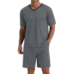Mintreus Men's V-Neck Pajama Set with Shorts