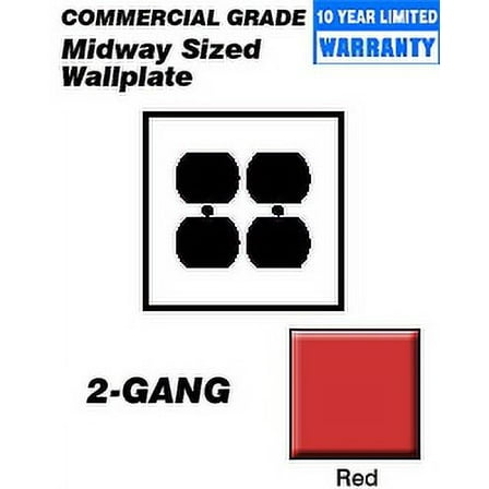 Leviton PJ82-R Wallplate 2-Gang Duplex Midway Size Nylon - Red