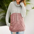 thumbnail image 1 of Chandail en Molleton pour Femmes, Chandail en Molleton pour Femmes Couleur Contrastée Col Bénitier Trou pour Pouce Manches Longues Chandail Poches Tunique Décontractée Ample, 1 of 8