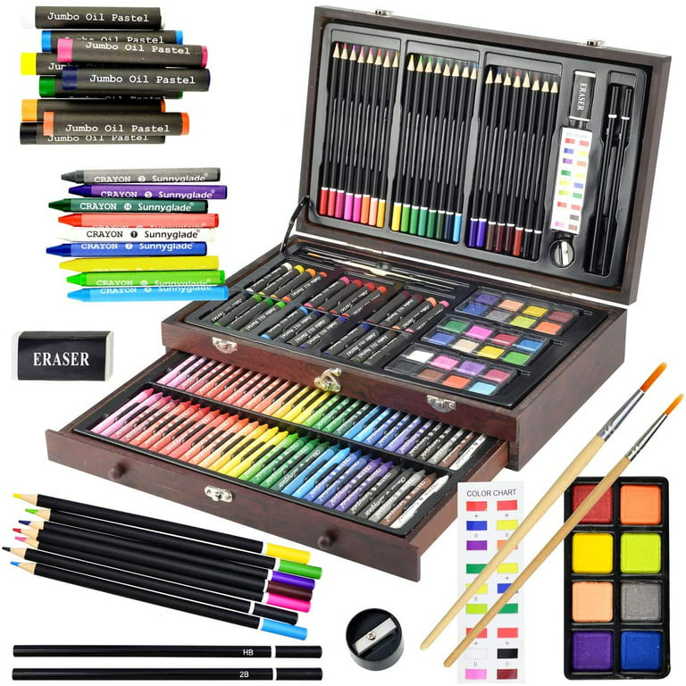 118pcs Wooden Paints Box Luxurious Children Colored Pen Set