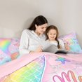 thumbnail image 4 of jejeloiu Rainbow Mermaid Tail Full Size Comforter Sets For Girls,Sparkling Print Shell Starfish Bedding Comforter Set,Pink Blue,Pink Reversible,3pcs,1 Comforter and 2 Pillowcases, 4 of 7