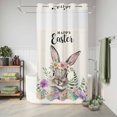 thumbnail image 6 of No Hook Shower Curtain with Built-in Rings - Bunny Happy Easter Washable Waterproof Fabric Bathroom Curtains for Hotel,Rentals, Stall 36 X 72 Inch , Rustic Spring Floral Eggs, 6 of 9