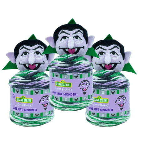 UPC: 0842093131021 | Lion Brand Yarn Sesame Street One Hat Wonder Count Von Count Kids Hat Medium Polyester Multi-Color Yarn 3-Pack