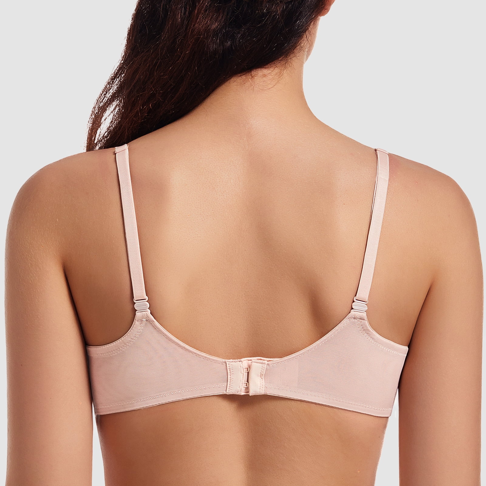 MELENECA Women's Sexy Lace Push Up Plus Size Sheer Balconette Underwire Unlined Bra Beige 40E